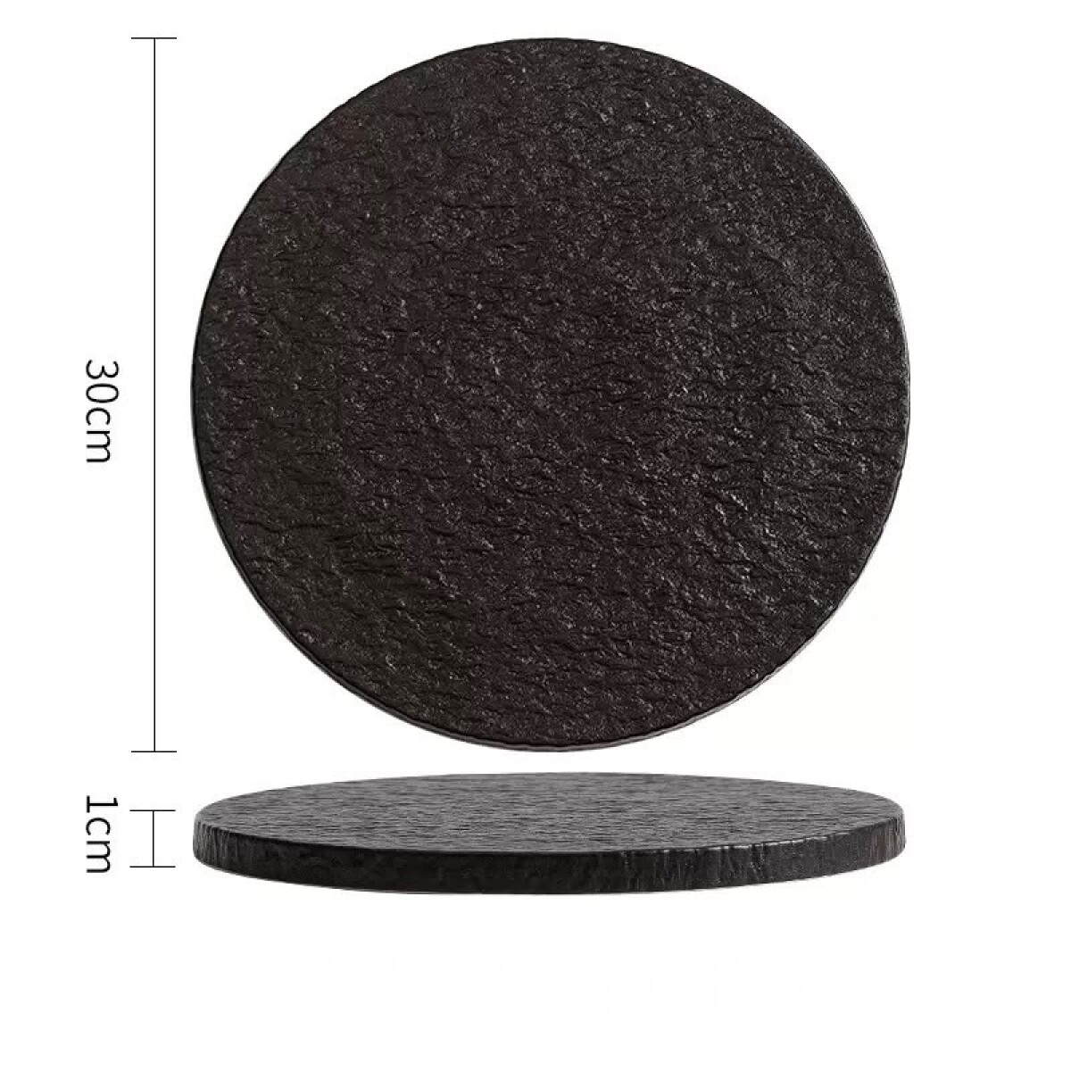 Fuente de Presentación Cerámica Negra - Línea Black Stone – Ø30 x 1 cm 