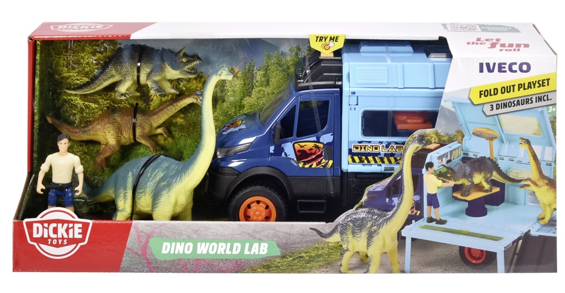 Camión 4X4 Dickie Toys Dino World Lab 26CM con Accesorios 
