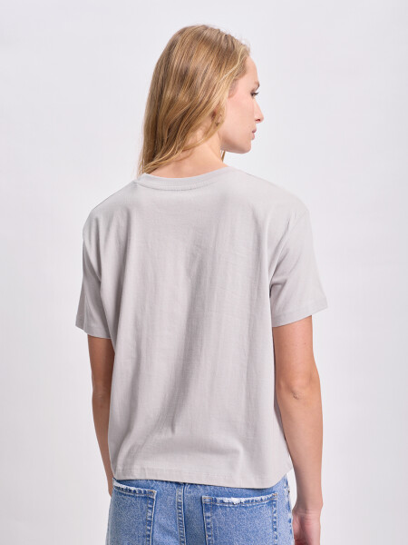 Remera estrellas bordadas Gris Claro