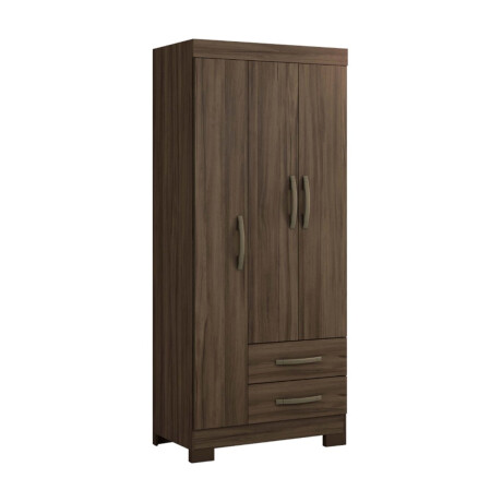 ROPERO 3 PUERTAS 2 CAJONES GUARDARROPA ARMARIO PLACARD CLOSET CON ESTANTES Y PERCHERO COLOR MADERA