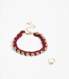 Set De Tobillera Y Anillo Rojo Burdeaux