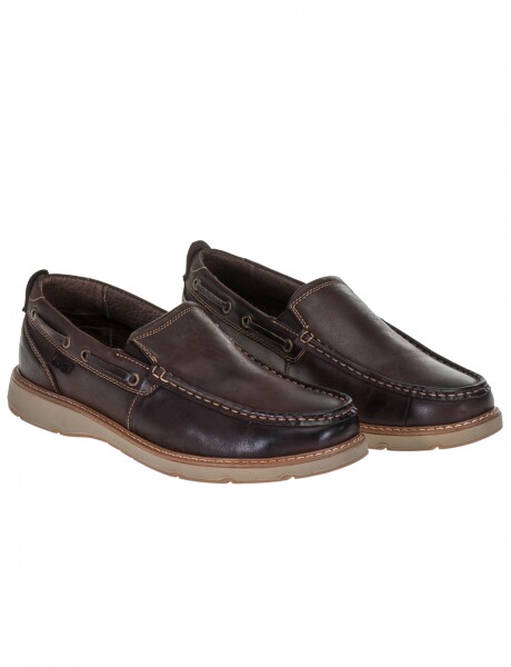 ZAPATO DE CUERO SIN CORDONES Marron