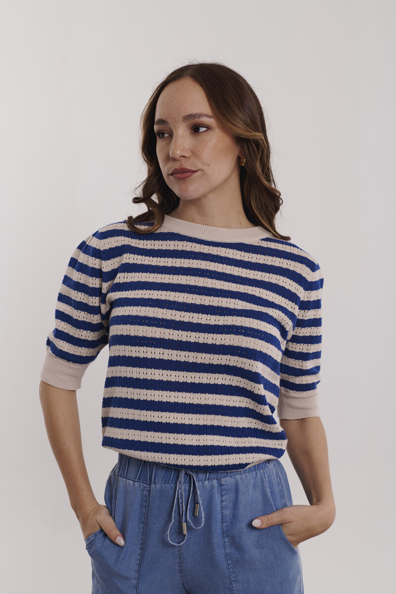 TOP TEJIDO OFELIA FRANJAS AZUL