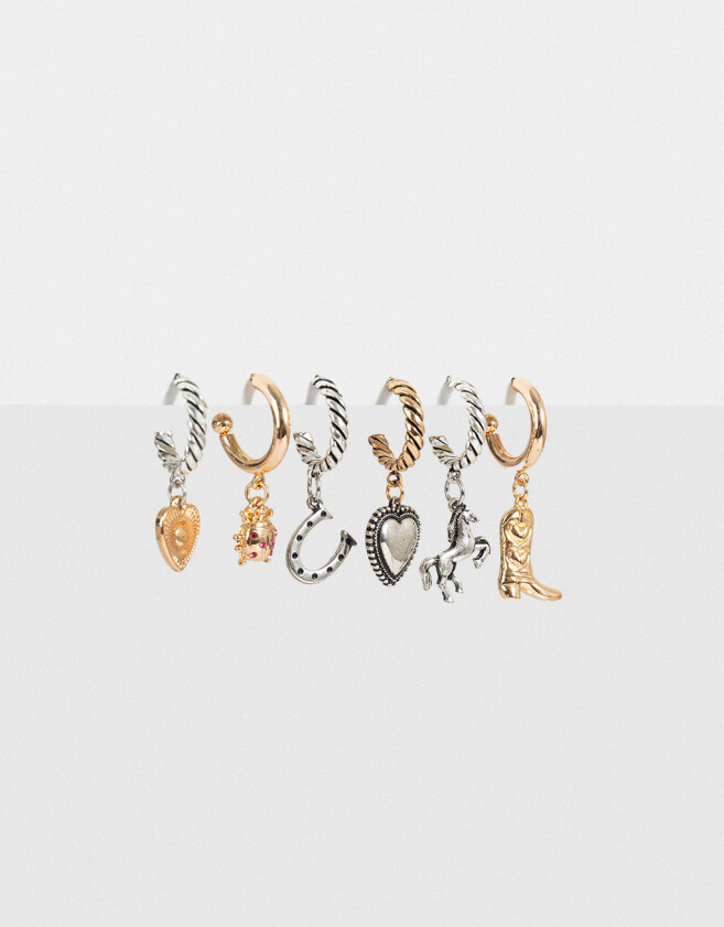 Aros Argollas Set Multi dijes Set De Aros Argolla Multidijes - Combinacion Bicolor