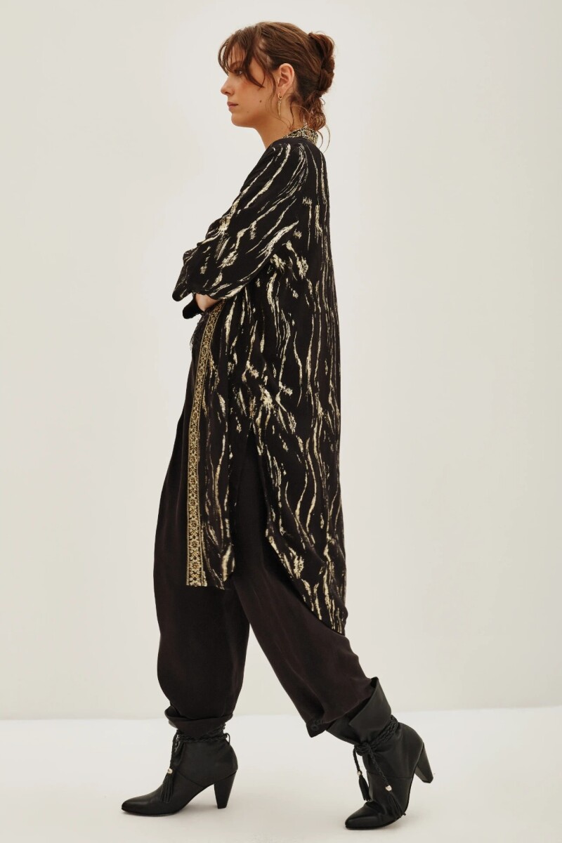 Kimono Jacquard Cebra Lurex Negro