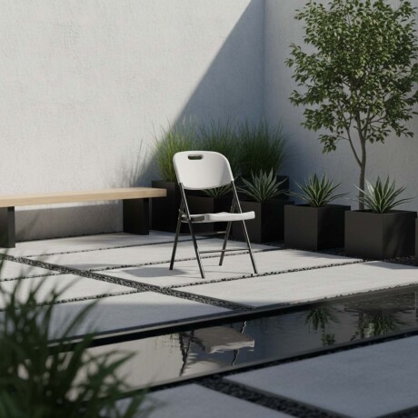 SILLA PLEGABLE POLIETILENO-Y-METAL BLANCO AVA