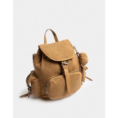 Mochila Solapa Corderoy Chocolate Marron Camel