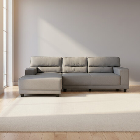 SOFÁ C/CHAISE GRIS TELA EXCELENCE IZQ