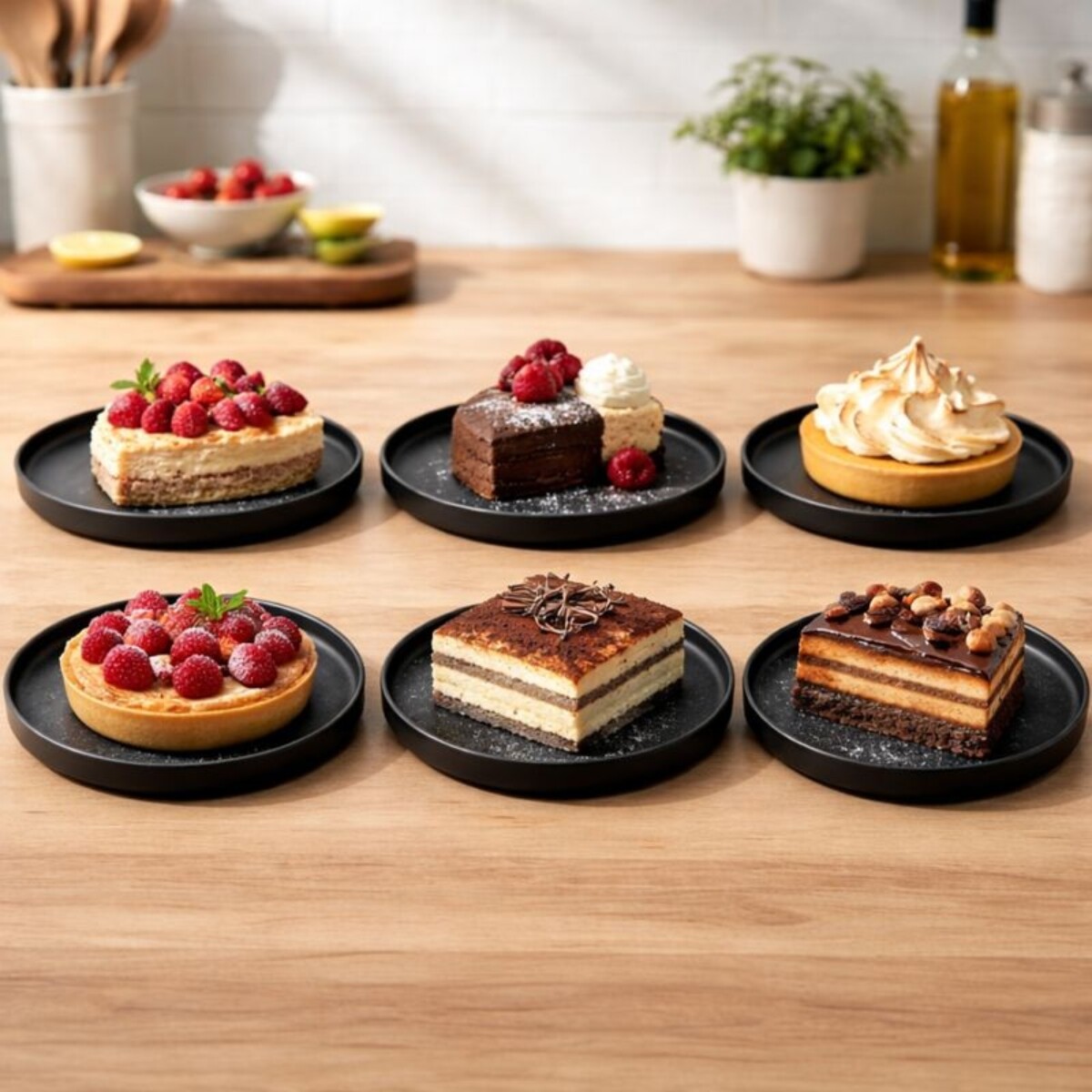 Set x6 Platos de postre Stoneware D20x2cm TOKIO - NEGRO 