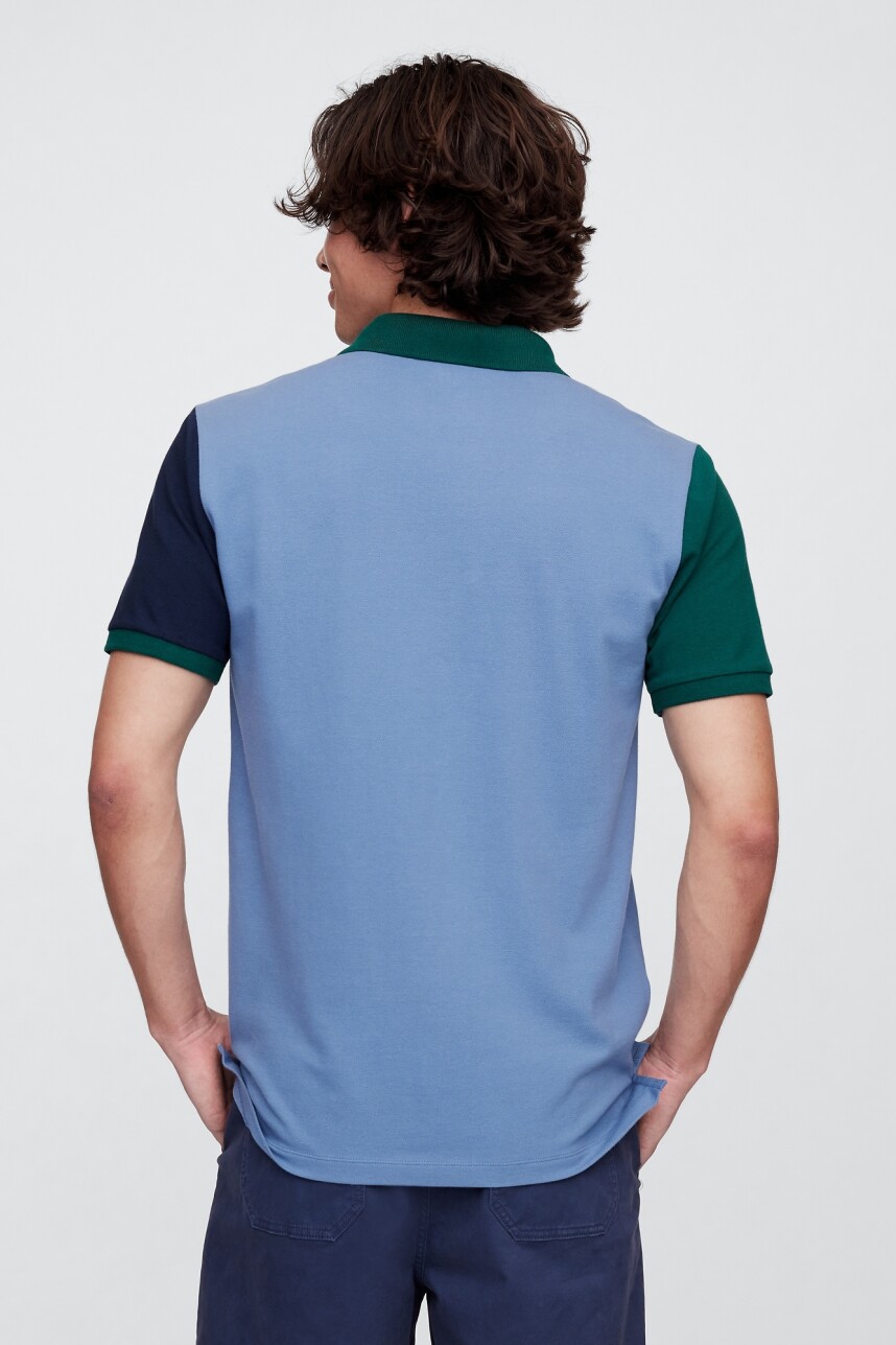 Remera Polo Logo Gap Hombre Bainbridge Blue