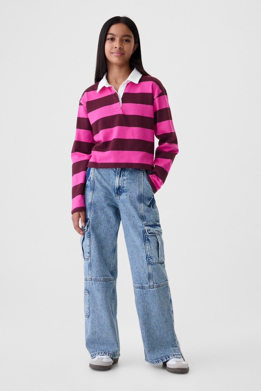 Jean Low Stride Cargo Niña Acid Indigo Wash