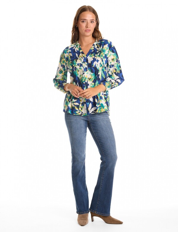 Blusa Plisada MULTI/AZUL