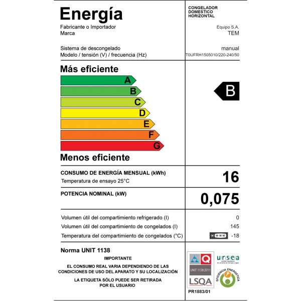 Freezer Horizontal 145 Lts | Tem Freezer Horizontal 145 Lts | Tem