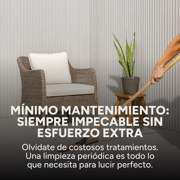 Pack x20 Wpc Simil Madera Wall Panel Lambrin 2.90x16.7 Color Gris Claro