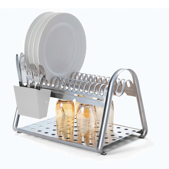 Escurridor para platos en cromo y blanco, modelo CICLO TF1606