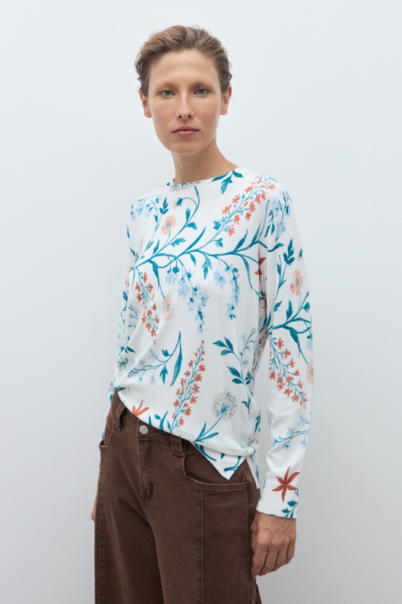 Sweater estampa floral crudo