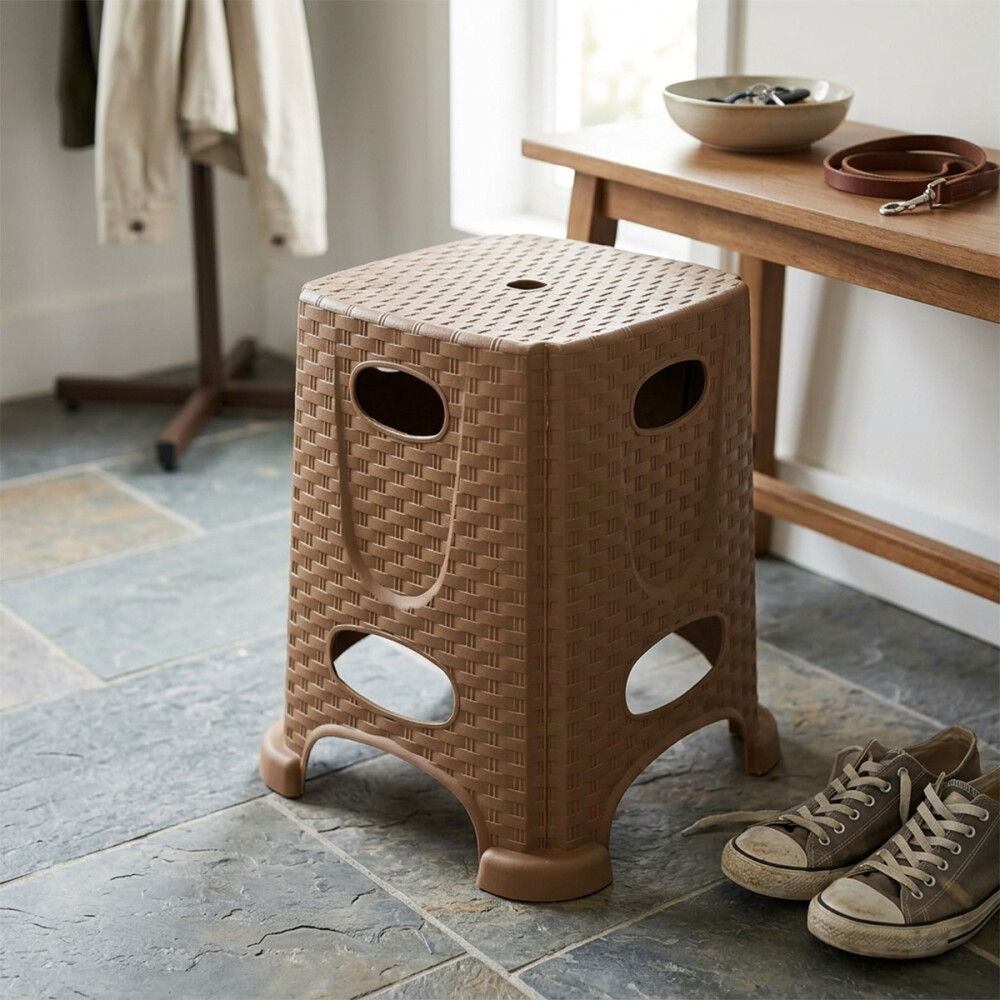 Juego De Jardín Mesa Plegable 4 Bancos Beige