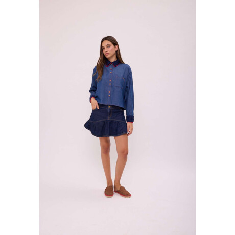 CAMISA AZAR CROCHET DENIM Azul