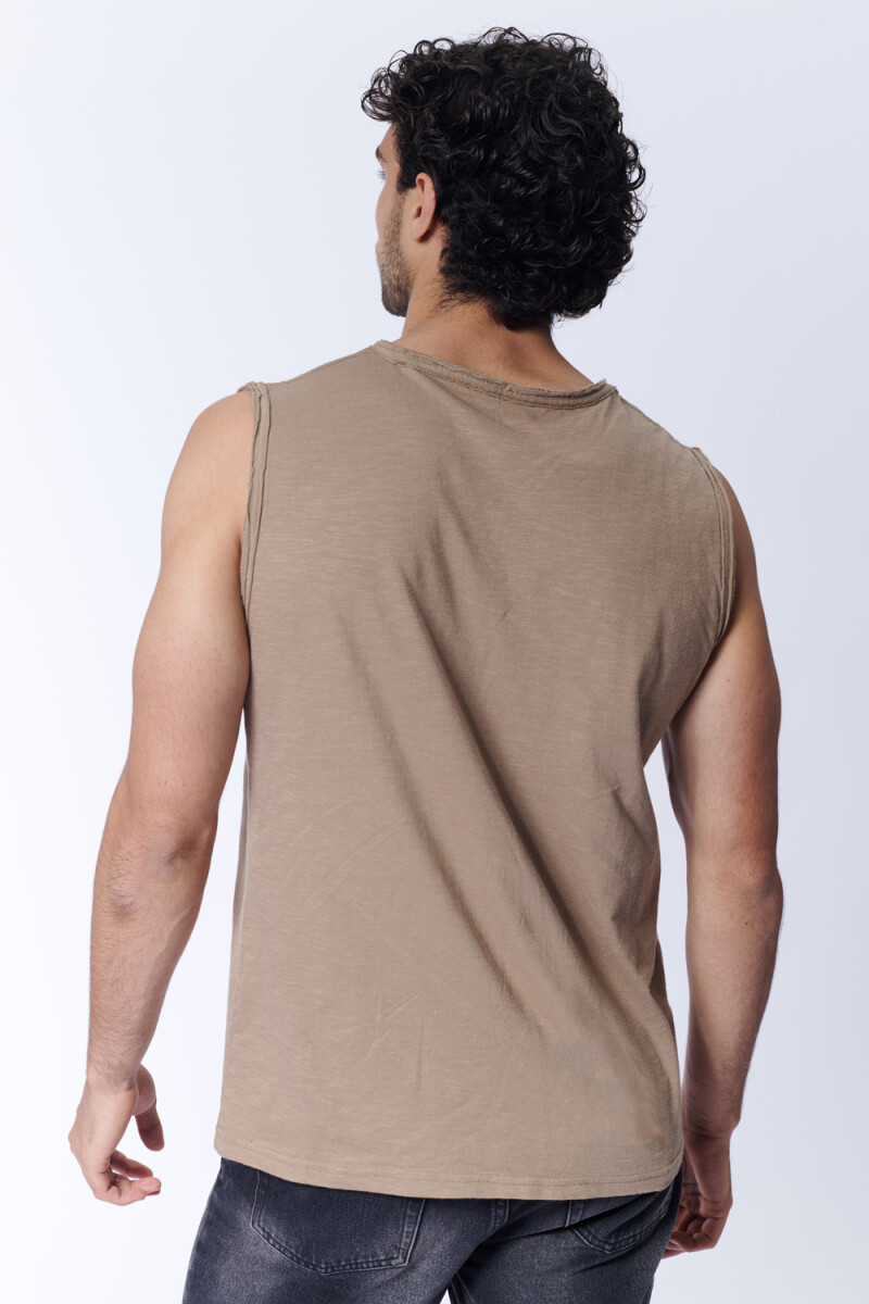 Musculosa slub bolsillo Visón