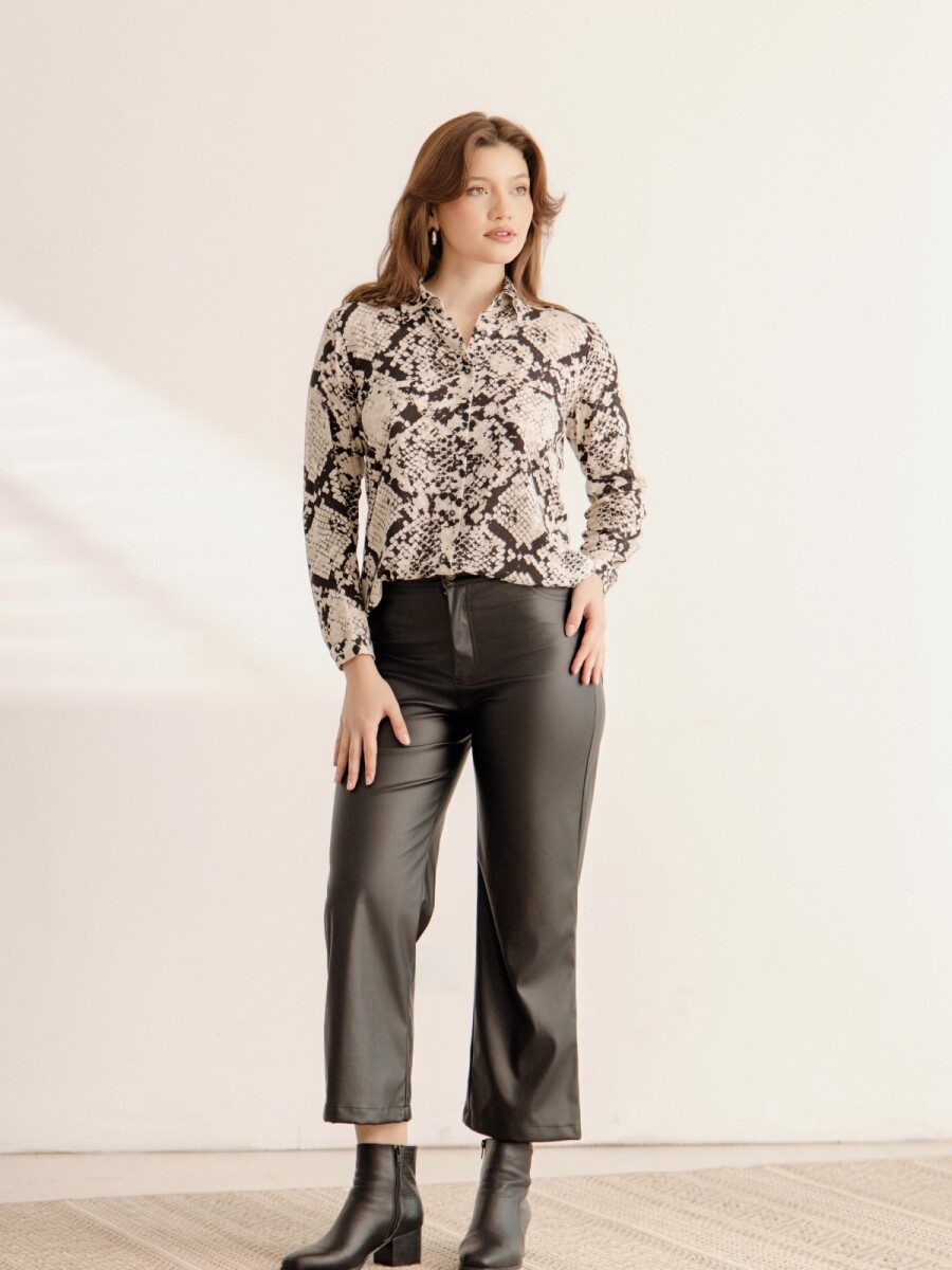 Pantalon de Eco Cuero. - Negro 