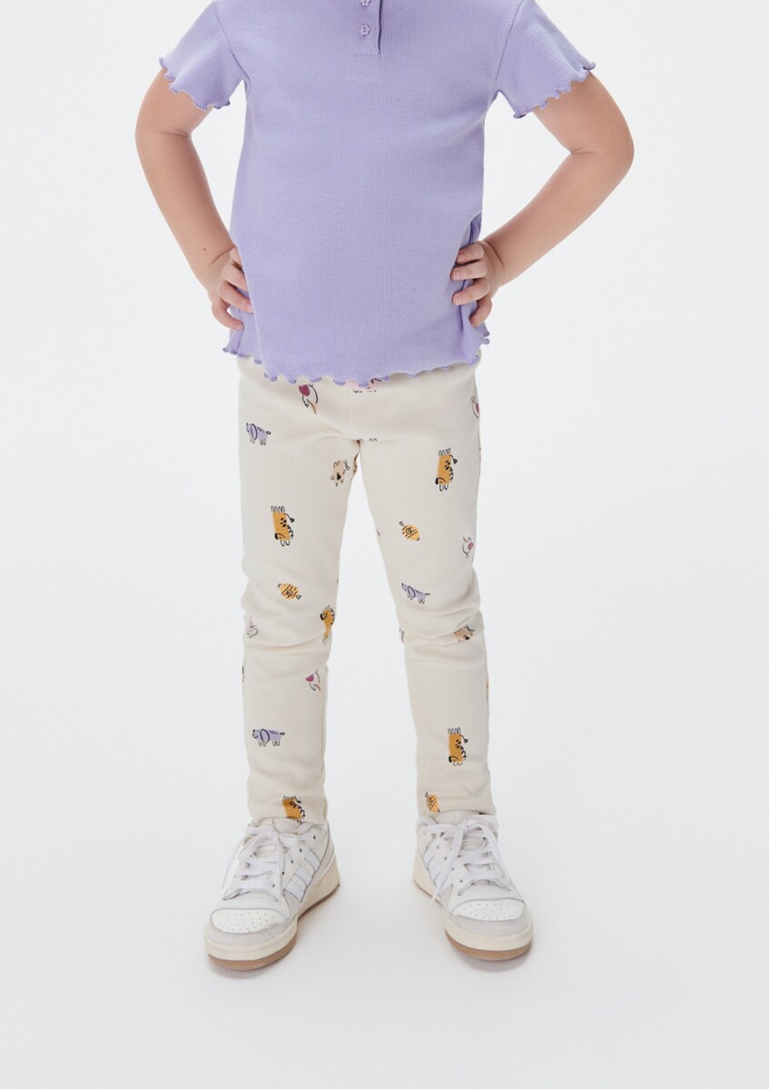 CALZA INFANTIL ESTAMPADA - BEIGE 