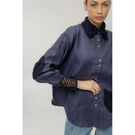 Camisa Onda Crochet Sea Azul