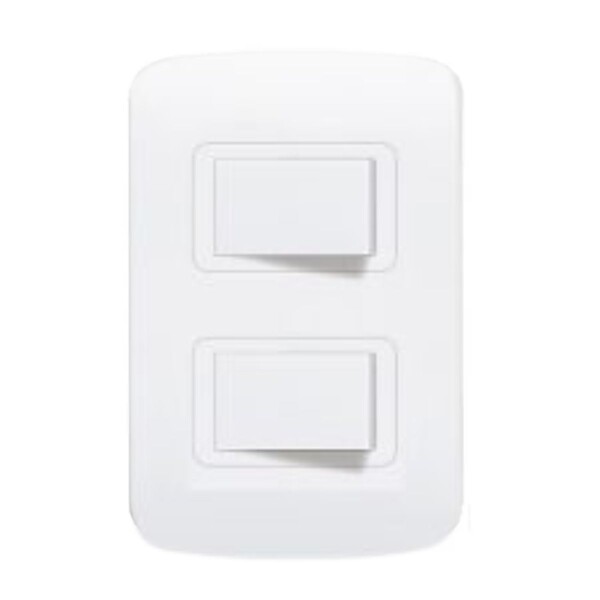 PLAQUETA 2 INTERRUPTORES UNIPOLARES BLANCOS MOLVENO Plaqueta 2 Interruptores Unipolares Blancos Molveno