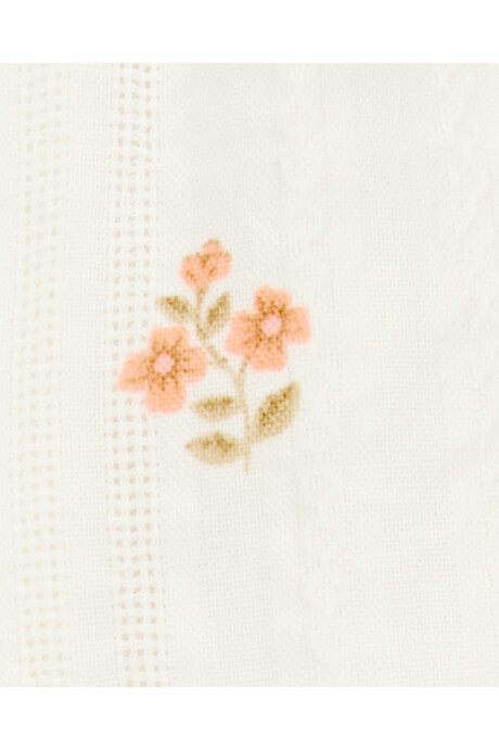 Short de algodón texturado, con dobladillo festoneado Sin color