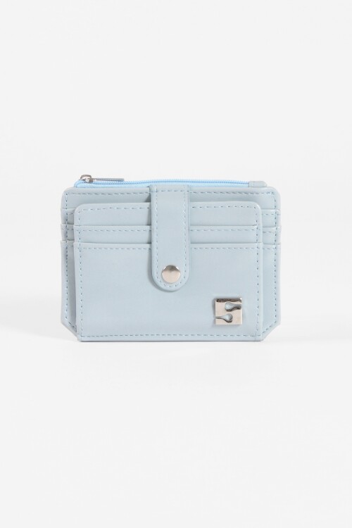 Tarjetero flap monedero celeste