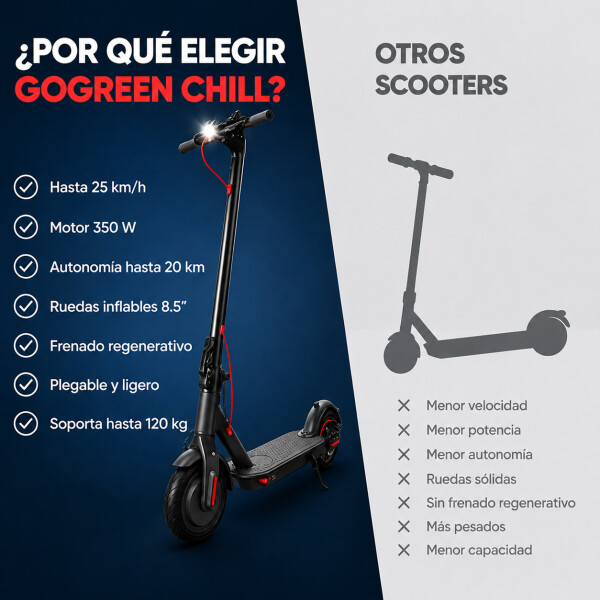 Monopatin Electrico Scooter Gogreen Chill R 8.5 30Km/h 30Km Variante Color Negro