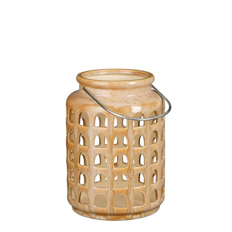 CANDELABRO SMALL CERAMICA NATURAL-BEIGE REDONDO