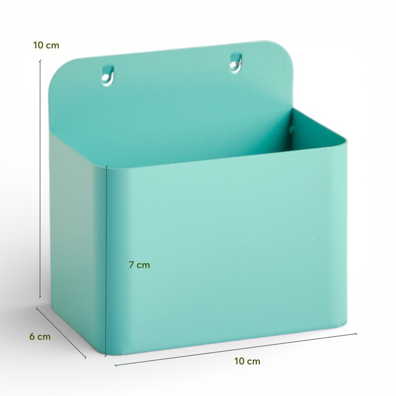 Caja cuadrada pequeña para panel perforado pegboard metálico Turquesa