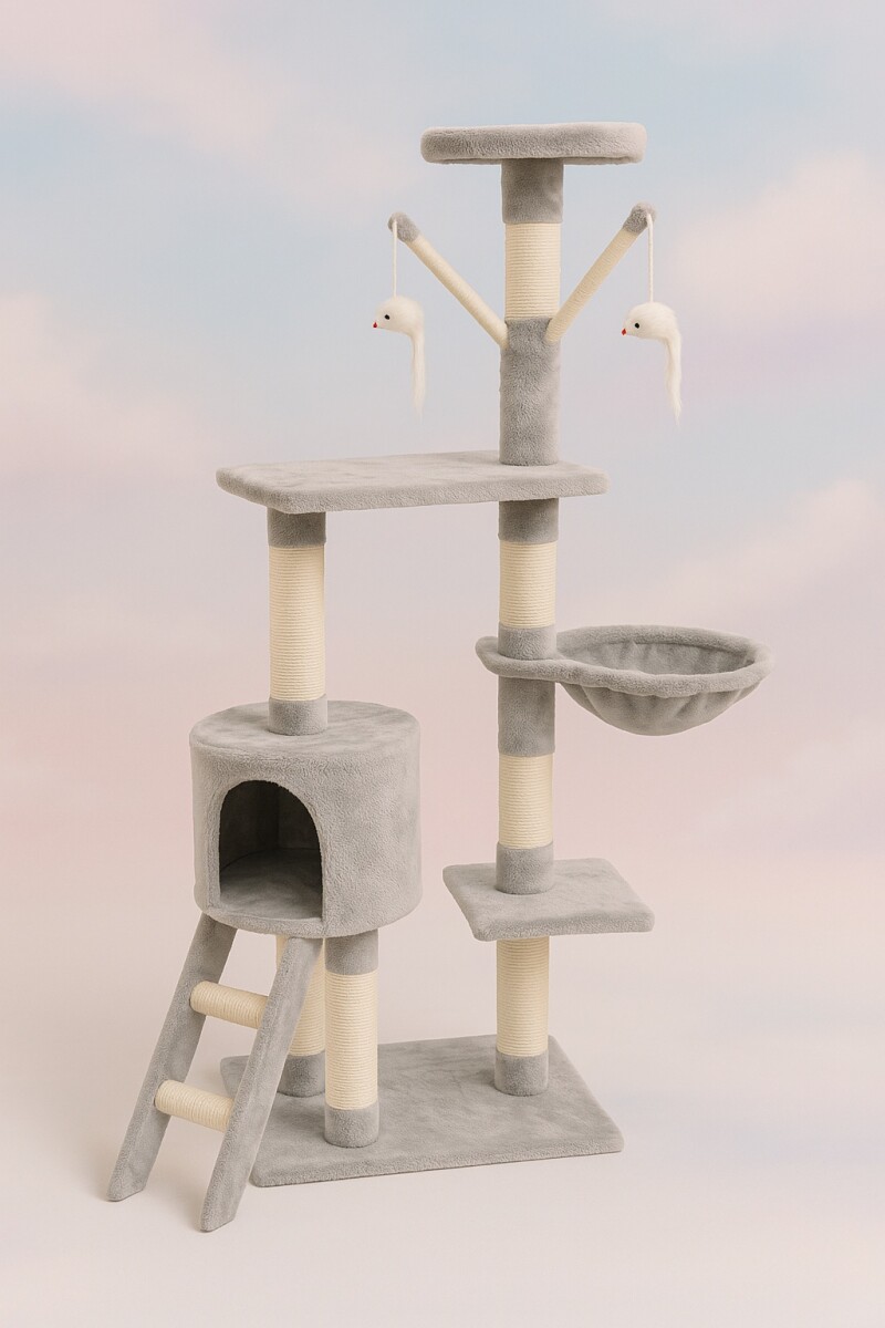 Rascador Torre 5 Niveles En Felpa Y Sisal Para Gato Juego - Negro 