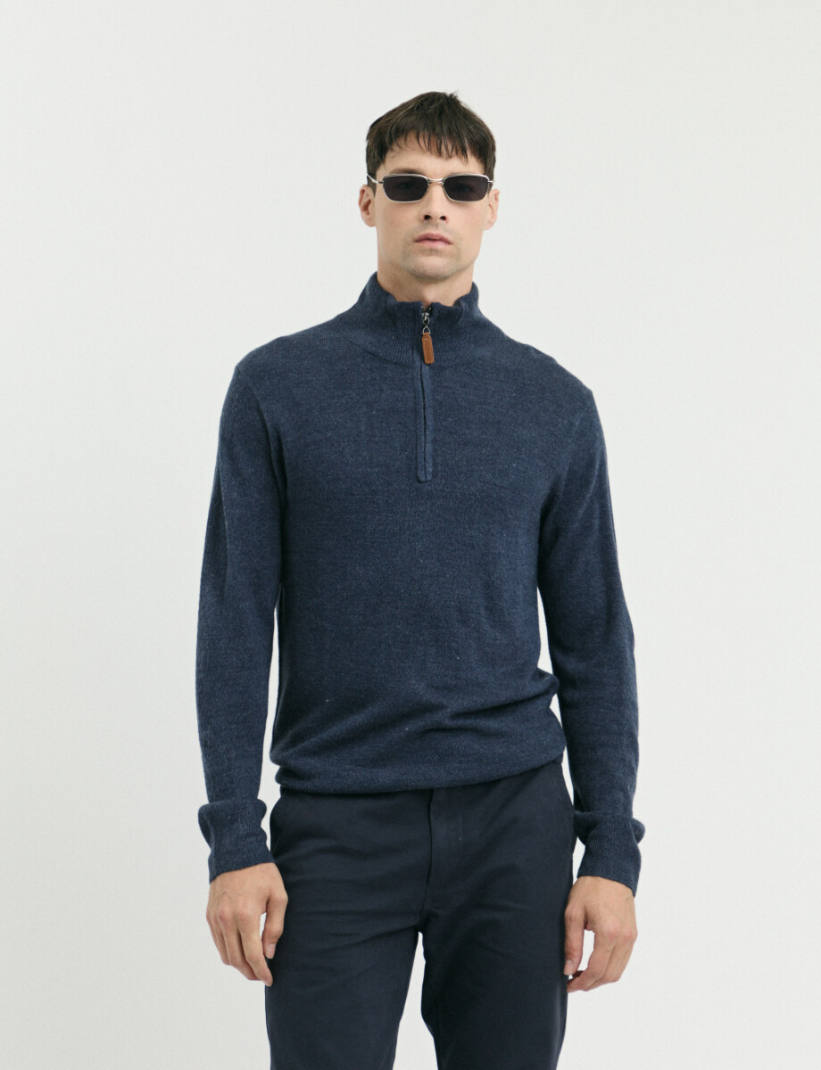 REMERA HARRINGTON LABEL - Azul Melange 