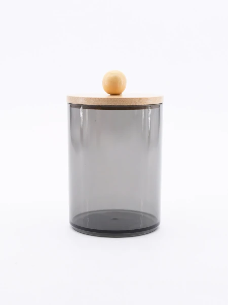ORGANIZADOR DE ALGODÓN CON TAPA BAMBU GRIS