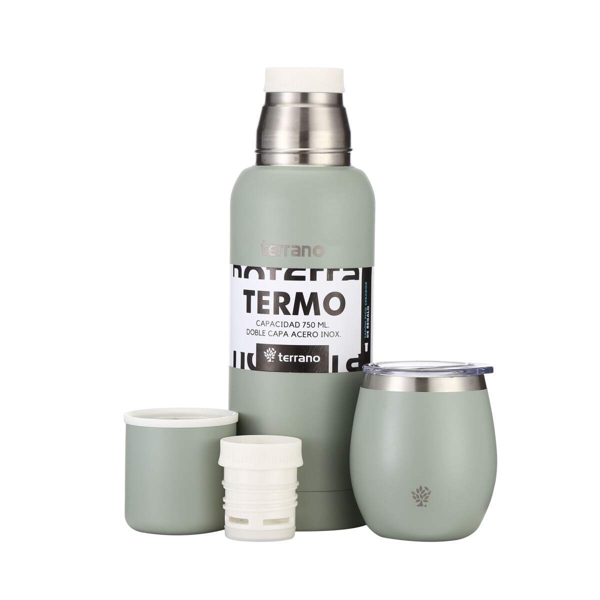 Kit 750ML Slim + Mate con tapa - Oliva 