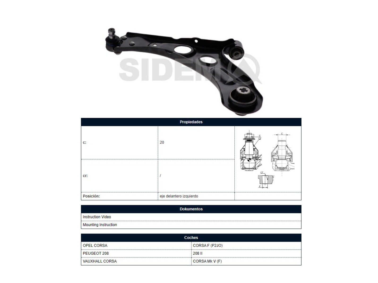 Parilla De Suspension Delantera Peug 208 21-25 Izq 