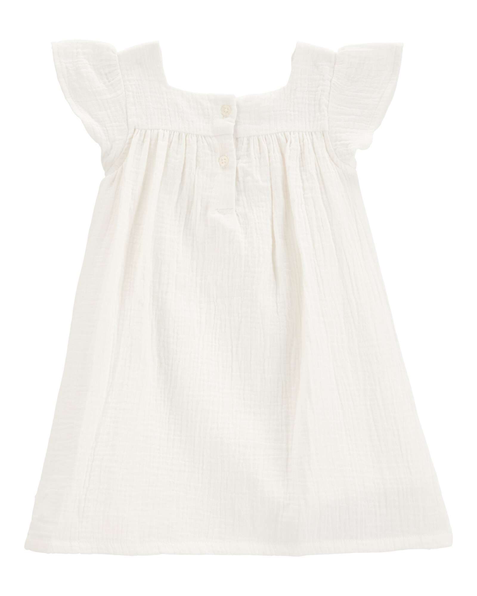 Vestido de algodón, mangas con volados, blanco Sin color