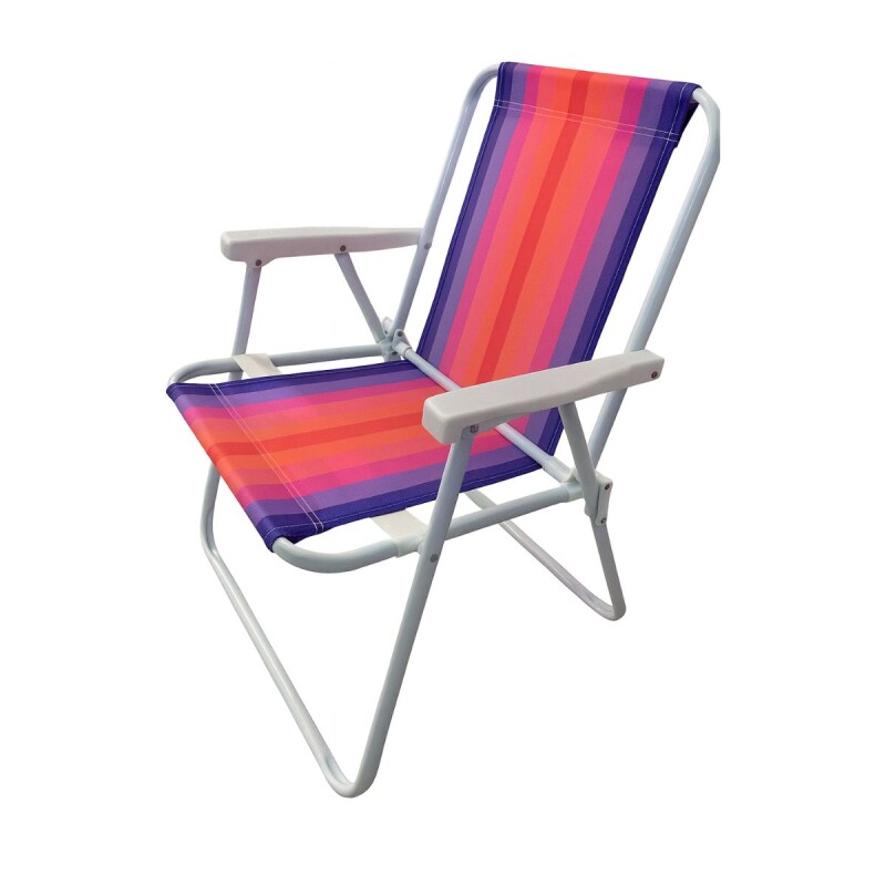 Silla Alta Aluminio Clásica A Rayas VIOLETA Y NARANJA