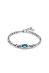 PULSERA DE CADENA BAÑADA EN PLATA DE LEY CON CRISTAL VERDE Pulsera