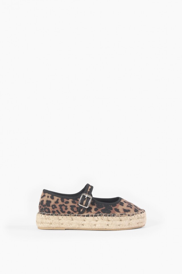 Ballerina animal print con suela de yute negro