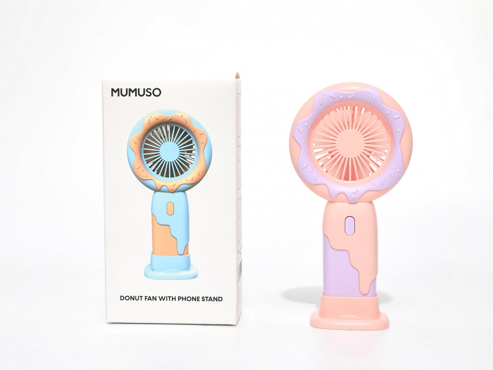 VENTILADOR CON SOPORTE PARA TELÉFONO EN FORMA DE DONUT - PÚRPURA 