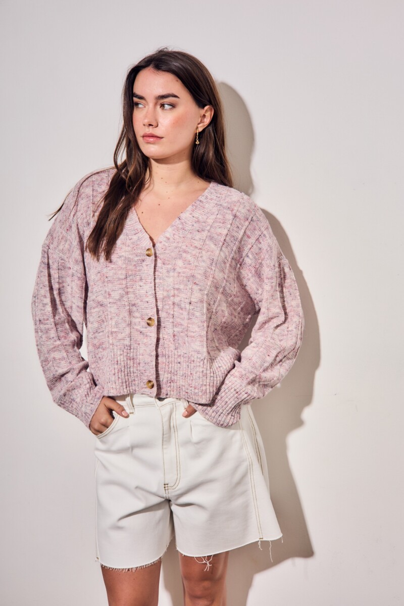Cardigan Texturado Rosa Viejo