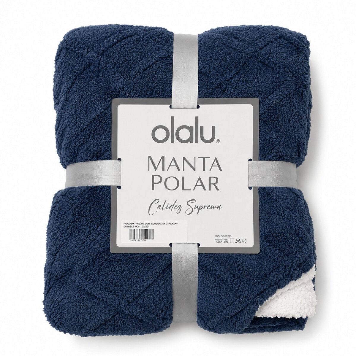 Frazada Polar con Corderito 2 Plazas Labrada REF.HU2291 - AZUL-OSCURO 