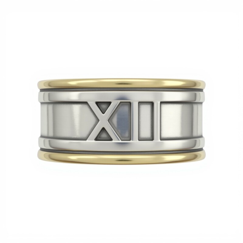Anillo Numeros romanos-Plata y Oro-Sin Piedra-AN5141 sinpiedra