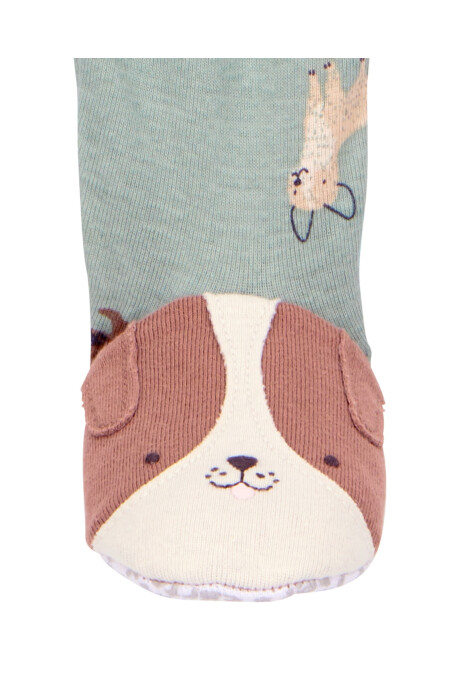 Pijama una pieza de algodón, con pie, diseño perros Sin color