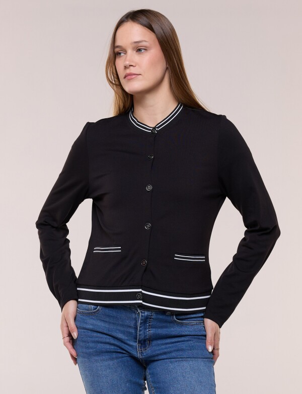 Cárdigan Varsity Abotonada NEGRO