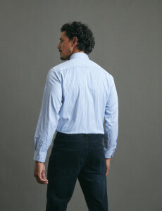 012687 CAMISA HARRINGTON LABEL Celeste/blanco