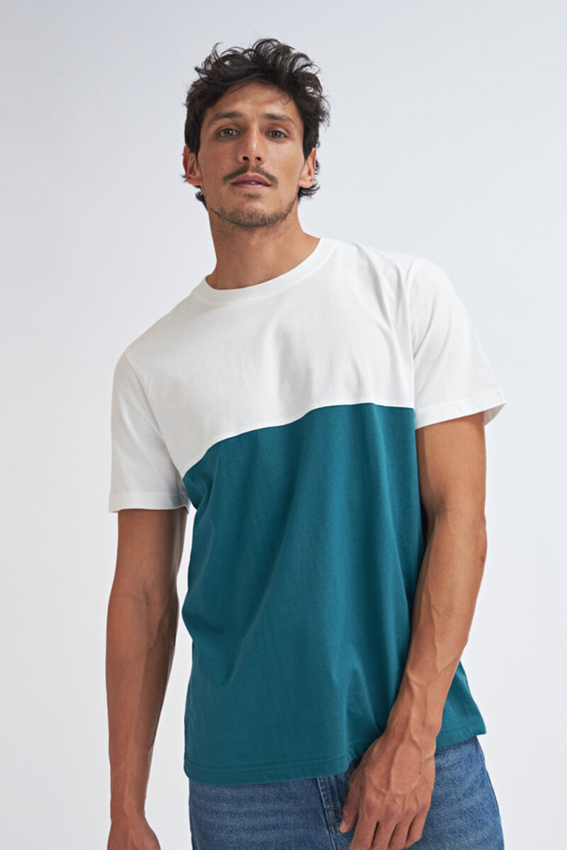 Camiseta manga corta bloques - Verde petróleo 