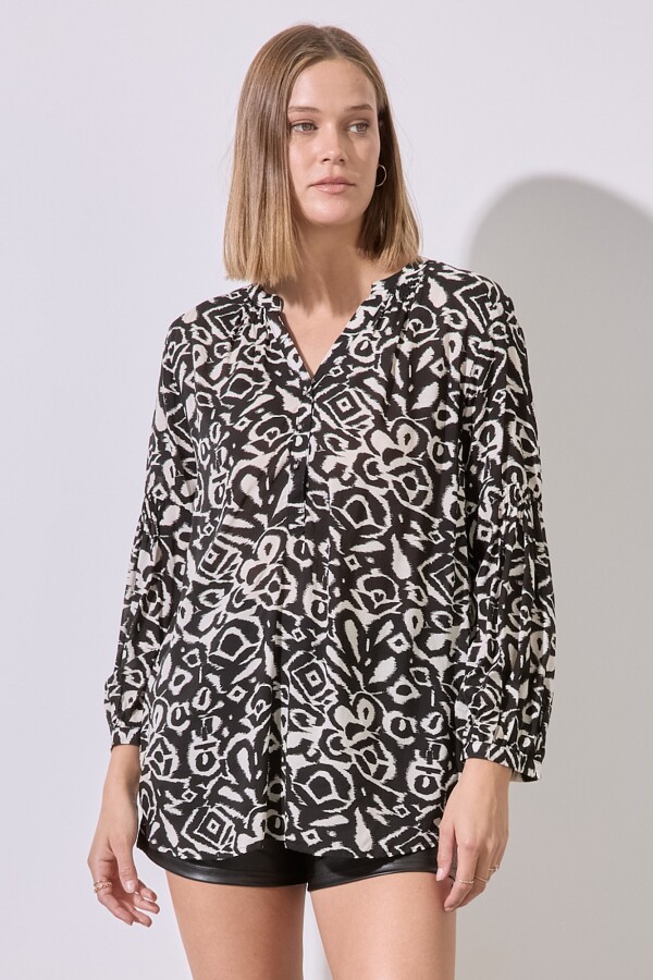 Blusa Print NEGRO/BEIGE